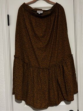 Brown/Black Printed Midi Skirt